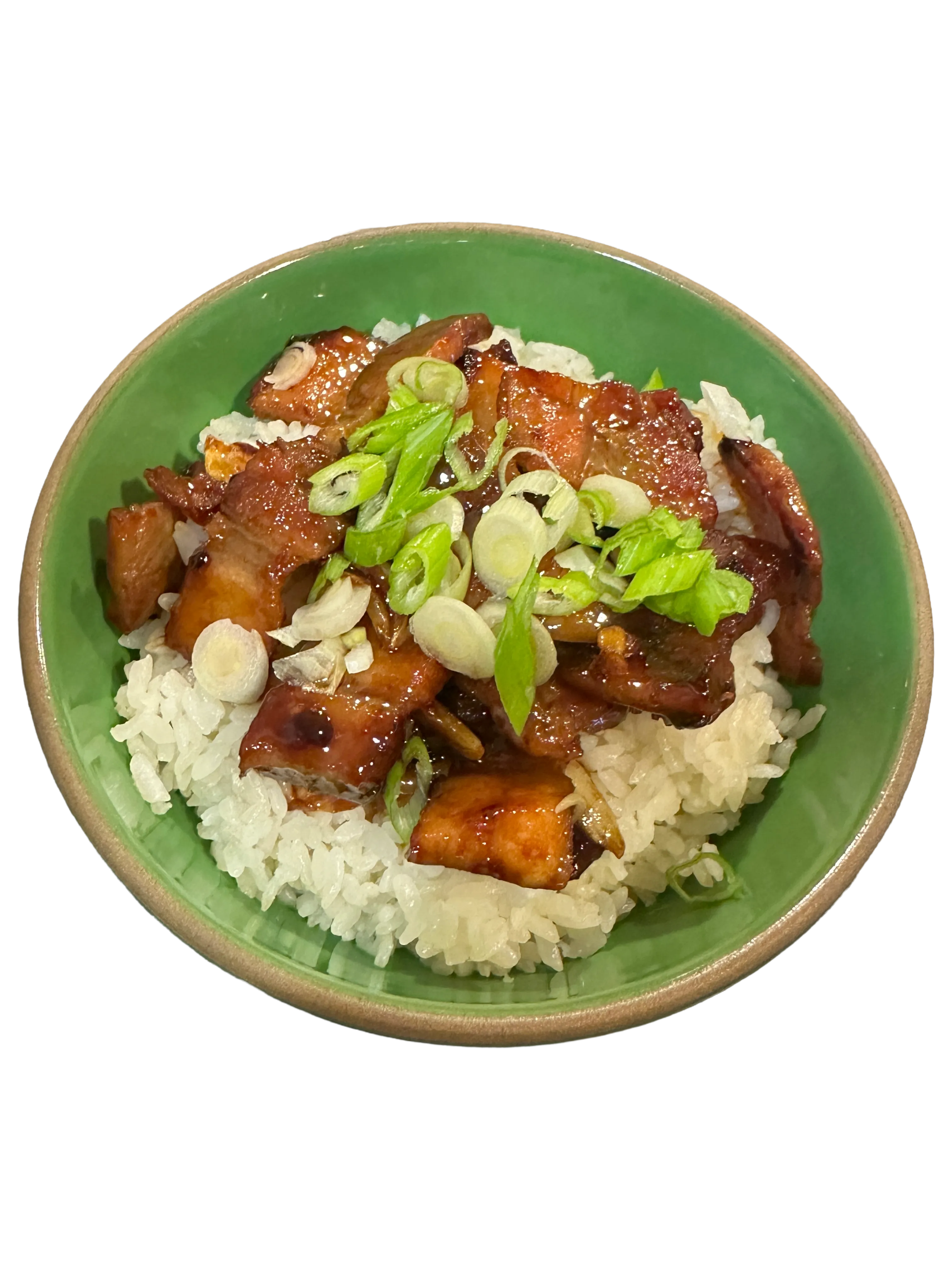 sticky pork belly over rice